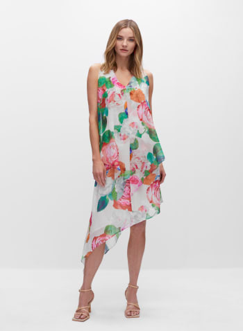 Asymmetrical Floral Print Dress, Multi