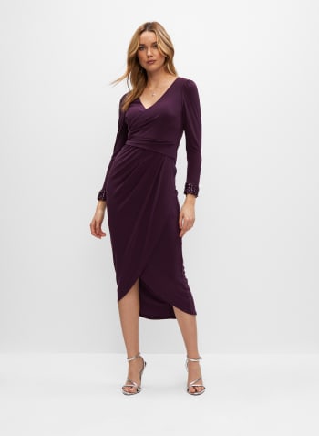Adrianna Papell - Faux Wrap Midi Dress, Purple