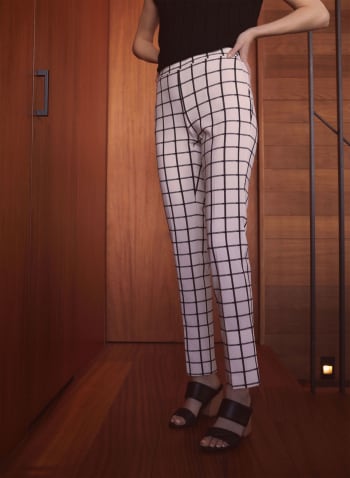 Pantalon Amber à carreaux, Motif blanc