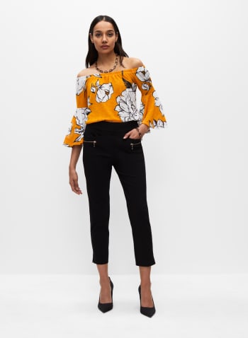 Off-the-Shoulder Floral Top, Yellow Pattern