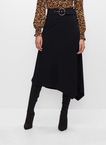 Belted Asymmetrical Skirt, Black