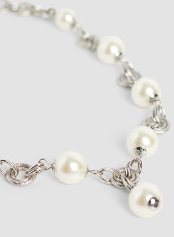 Collier à anneaux et perles, Blanc perle