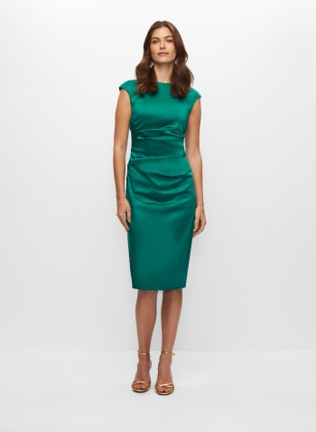 Pleat Detail Dress, Medium Green