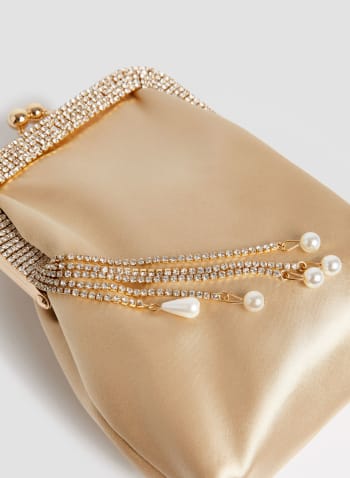 Pearl Detail Clutch, Gold