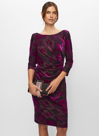 Adrianna Papell - Floral Shimmer Dress, Black Pattern