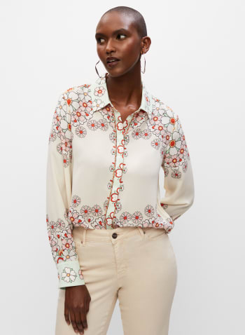 Floral Print Button-Up Blouse, Multicolour