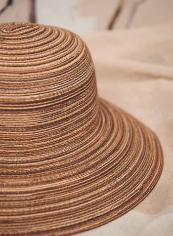 Striped Cloche Hat, Brown