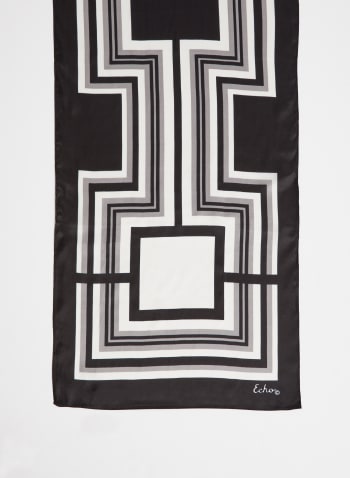 Foulard en soie à motif géométrique, Noir