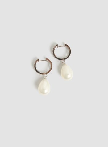Crystal & Pearl Dangle Earrings, Pearl