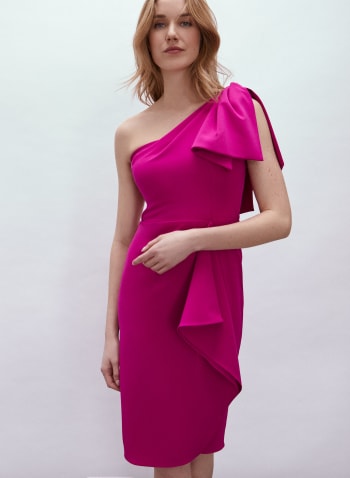 One Shoulder Flounce Detail Dress, Pink