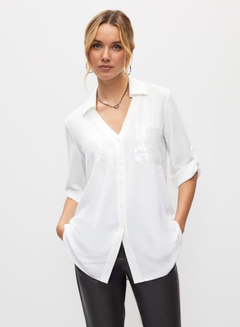 Sequin Pocket Shirt, Ivory