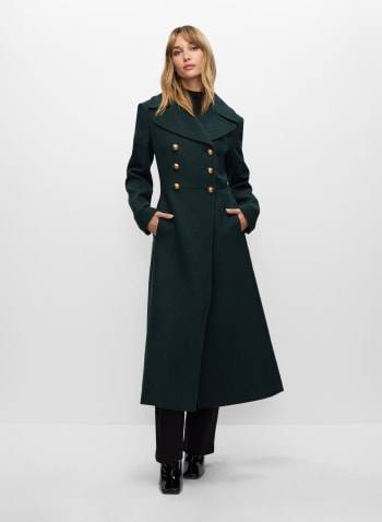 Twill Wool Blend Coat, Lime Green