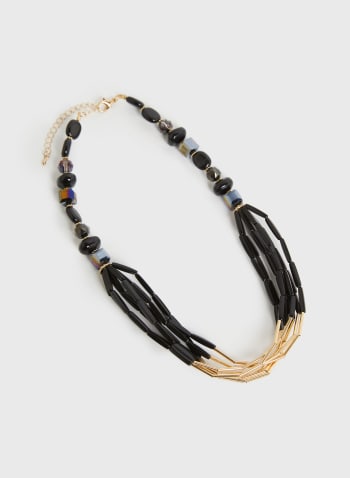 Multi-Row Beaded Necklace, Black