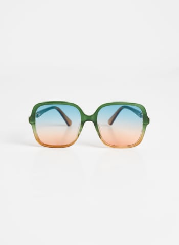 Oversized Epoxy Detail Sunglasses, Green