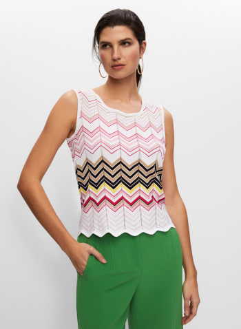 Chevron Print Sleeveless Sweater, Multicolour