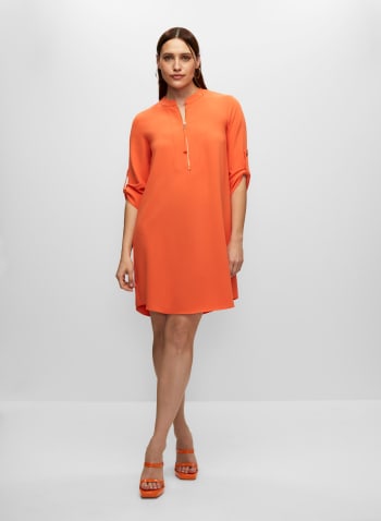 Joseph Ribkoff - Robe style chemise à col fendu et zip, Orange