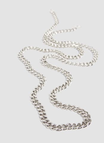 Metallic Chain Link Necklace, Silver
