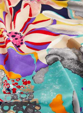 Foulard carré à motif floral, Multicolore