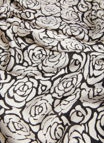 Floral Print Scarf, Black Pattern