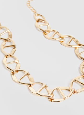 Chain Link Cutout Detail Necklace, Gold