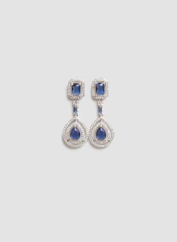 Crystal Teardrop Dangle Earrings, Cool Blue