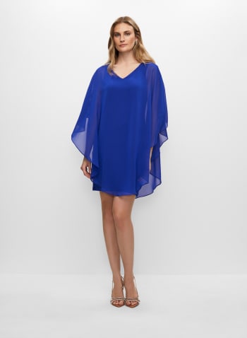 Chiffon Cape Dress, Lapis Blue
