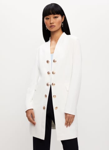 Long Crested Button Jacket, Ivory