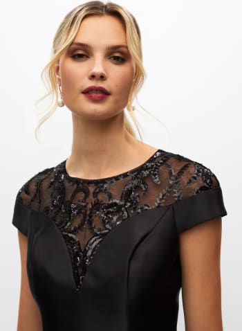 Adrianna Papell - Sequin Mesh Dress, Black