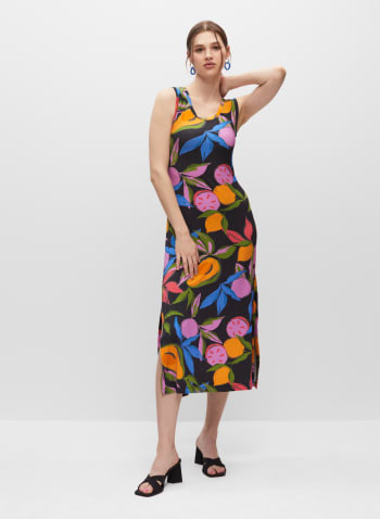 Fruit Print Jersey Dress, Black