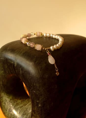 Pearl, Stone & Bead Stretch Bracelet, Pink