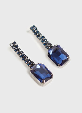 Faceted Stone Dangle Earrings, Cool Blue