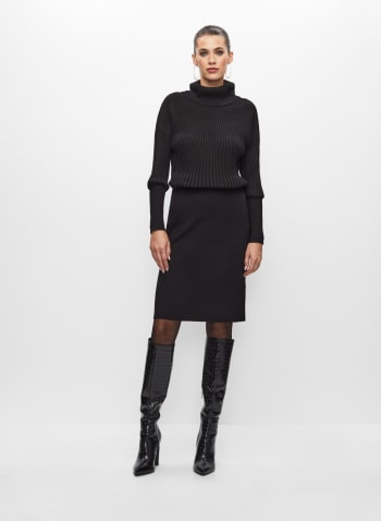 Dolman Sleeve Sweater Dress, Black