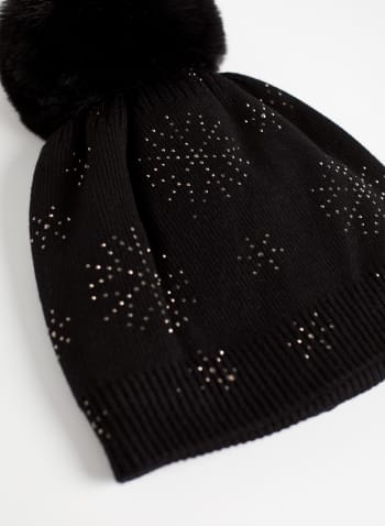 Stud Detail Knit Hat, Black
