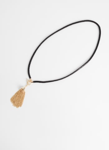 Chain Tassel Pendant Necklace, Black