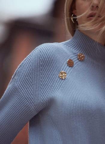 Textured Button Detail Sweater, Blue