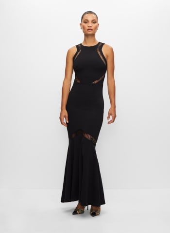 Sleeveless Lace Detail Dress, Black