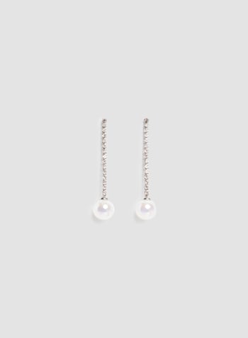 Boucles d'oreilles pendantes à perle, Blanc perle