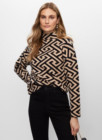 Geometric Motif Sweater, Black Pattern