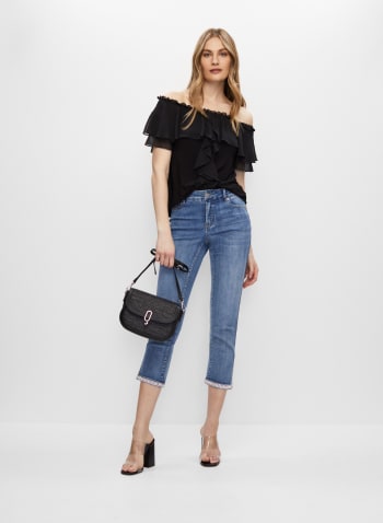 Ruffle Off The Shoulder Top, Black