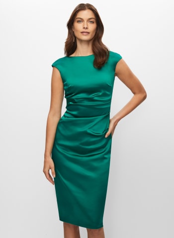 Pleat Detail Dress, Medium Green