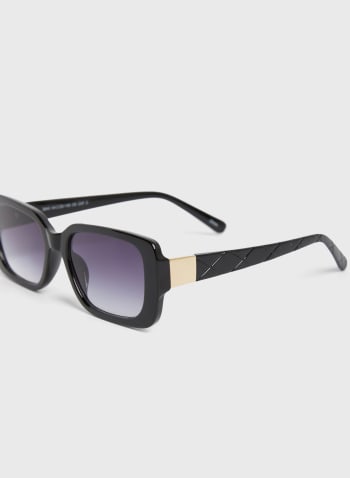 Quilted Arm Sunglasses, Black