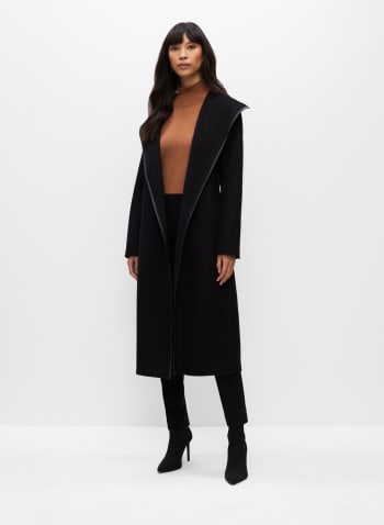 Double Face Wool Blend Coat, Black