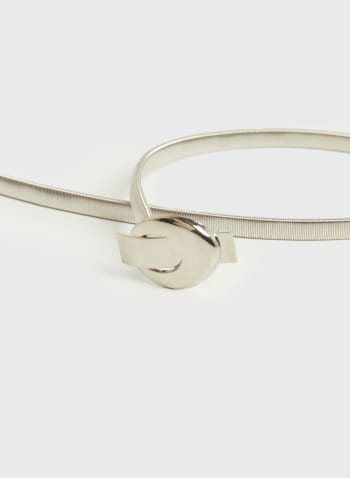 Oval Buckle Stretch Belt, Silver