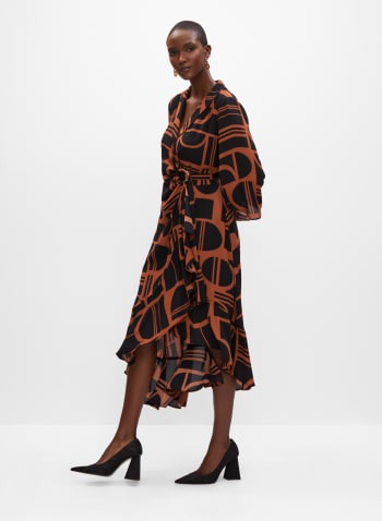 Joseph Ribkoff - Geometric Print Midi Dress, Black