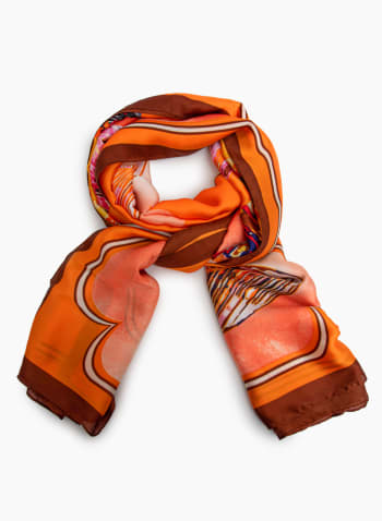 Abstract Floral Motif Scarf, Orange