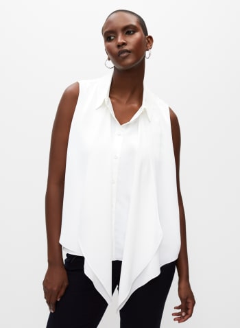 Sleeveless Double Layer Blouse, Off White