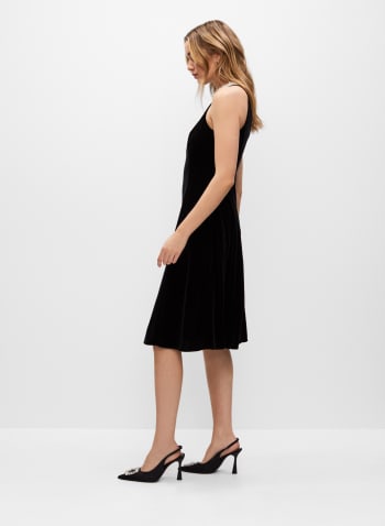 Adrianna Papell - Velvet Pearl Neck Dress, Black