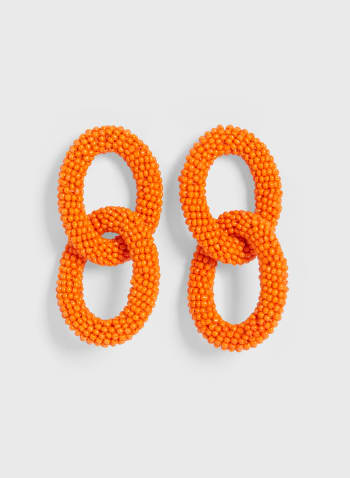 Boucles d'oreilles pendantes en perles de rocaille, Orange