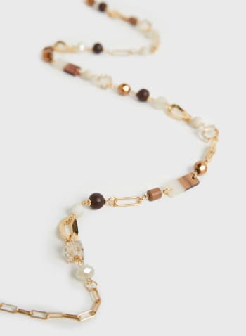 Chain Link & Bead Necklace, Coconut 