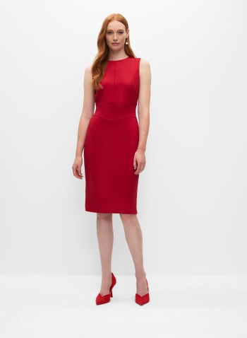 Corset Seam Detail Dress, Red